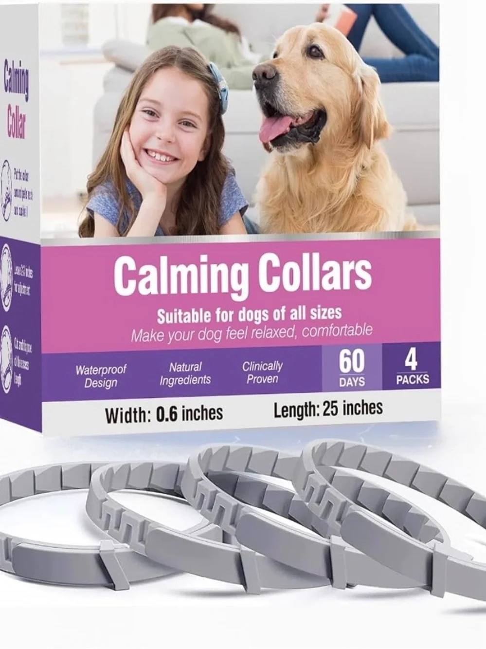 Calming Collar for Dogs 4 Packs Dog Pheromone Calm Collars Relief Anxiety Stress